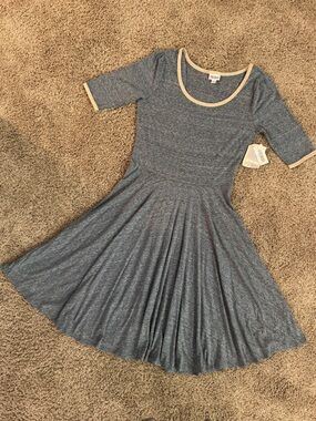 NWT LuLaRoe Nicole dress in heathered blue, size large